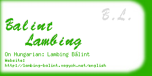 balint lambing business card